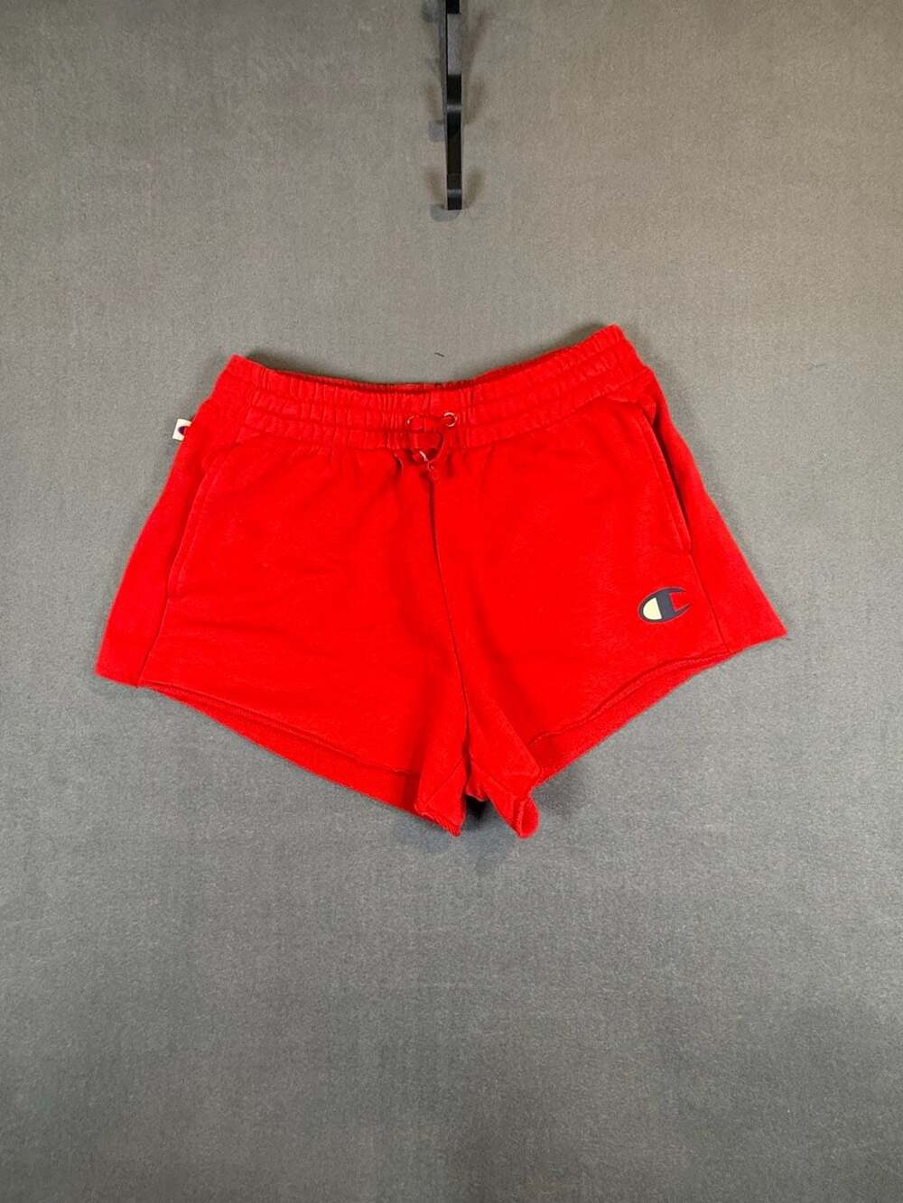Champion Red Sweat Cotton Shorts Small Drawstring Lounge Athleisure
